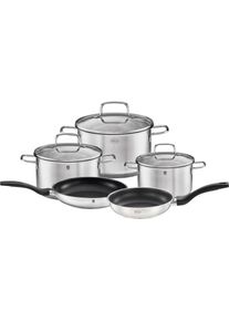 R&ouml;sle Topf-Set R&Ouml;SLE "Basic Line", silber (silberfarben), T&ouml;pfe, Topf-Set, T&ouml;pfe mit Sch&uuml;ttrand und Pfannen mit Antihaftversiegelung, Induktion