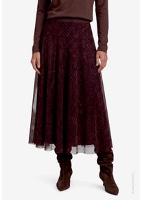 Midirock Zero, Damen, Gr. 42, lila (grau, braun), Mesh;Web, Obermaterial: 100% Polyester, gemustert, bequem 3/4-L&auml;nge, R&ouml;cke Midirock, mit Allover-Muster / Transparent / Gummizug
