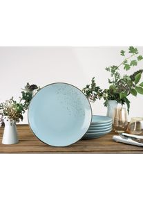 Speiseteller Creatable "Essteller NATURE COLLECTION", blau (hellblau), &Oslash;:27cm, Steinzeug, Speiseteller, Speiseteller, Teller Set f&uuml;r 6 Personen, &Oslash; 27 cm, Steinzeug, flache Teller