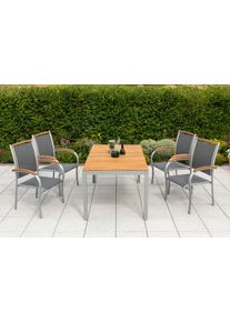 Garten-Essgruppe Merxx "&raquo;Siena&laquo;", grau (grau, grau, graphit), Aluminium, Massivholz, Polyester, Sitzm&ouml;bel-Sets, Garten-Essgruppe, Tisch: LxB: 150x90 cm
