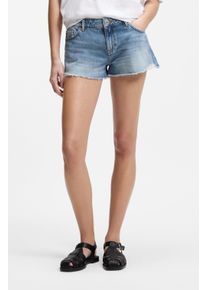 Jeansshorts Hugo "Galimon", Damen, Gr. 31, N-Gr, blau (bright blau 438), Denim/Jeans, Obermaterial: 100% Baumwolle, Destroyed-Effekte, kurz, Jeans Jeansshorts, mit Destroyed-Effekten, Mid Rise