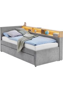 Meise M&ouml;bel Kinderbett MEISE.M&Ouml;BEL "UNO, Polsterbett wahlweise mit Tandemliege oder Stauraum-Schublade", grau, grau, grau, B:142cm H:91cm L:210cm, Bezug: 100% Polyester;Regal: MDF foliert, Betten, Kinderbett