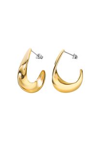 Paar Creolen Lotus "Urban Woman", gelbgoldfarben, edelstahlfarben, Ohrringe, Damen, 25,2mm, Edelstahl, Paar Creolen