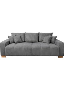 Big-Sofa WERK2 "Rimini 240 cm breit Cord XXL Couch mit gro&szlig;er Sitztiefe, 4-Sitzer", grau, B:240cm H:87cm T:115cm, 90% Polyester, 10% Nylon, Sofas, Big-Sofa, Megasofa mit 4 Sitzpl&auml;tzen, losen R&uuml;ckenkissen & Zierkissen