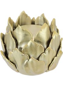 Kerzenhalter I.GE.A. "Artischocke, Stumpenkerzenhalter aus Keramik, H&ouml;he ca. 11 cm", gold (goldfarben), H:11cm &Oslash;:12cm, Keramik, Kerzenhalter, Kerzenhalter, passend f&uuml;r eine Stumpenkerze mit &Oslash; 6 cm