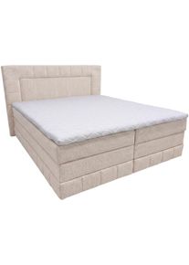 Boxbett OTTO HOME "PHILIPPA, Polsterbett mit Bettkasten, mit Taschenfederkernmatratze H3", beige, B:195cm L:210cm, Holz teilmassiv, Holzwerkstoff, Spanplatte, Komplettbetten, Boxbett, mit Kaltschaum-Topper, Strukturstoff-Bezug, mit/ohne LED-Beleuchtung