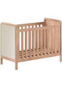 Babybett Vipack "Woods in klassiver Optik, wahlweise mit Rattan- oder Boucl&eacute; Optik", eiche natur boucl&eacute;, B:128cm H:96cm L:128cm T:66,5cm, Furnier, Holzwerkstoff, Massivholz, Babybetten, Babybett, Eichenholz mit nat&uuml;rlichem Rattan oder Boucl&eacute; an Kopf- und Fu&szlig;teil