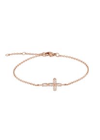 Armband Tamaris "Cross, Kreuz-Motiv", rosa (ros&eacute;goldfarben, kristallwei&szlig;, kristallwei&szlig;), Armb&auml;nder, Damen, 21cm, Edelstahl, Armband, mit Zirkonia (synth.)