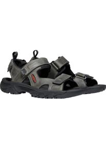 Sandale Keen "TARGHEE III OPEN TOE SANDAL", Herren, Gr. 41, grau (dunkelgrau), Leder, Textil, Schuhe Sandale, mit Klettverschluss