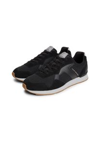 Sneaker Tommy Hilfiger "T HILFIGER CORE MIX RUNNER", Herren, Gr. 48, Textil, schwarz (dunkelgrau), Leder, Lederimitat, Textil, Veloursleder, Schuhe Sneaker, Schn&uuml;rschuh, Halbschuh, Freizeitschuh mit Kontrastbes&auml;tzen