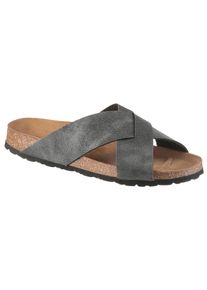 MAN'S WORLD Pantolette MAN'S WORLD, Herren, Gr. 45, Textil, grau (anthrazit), Lederimitat, Schuhe Pantolette, Sommerschuh, Strandschuh, Hausschuh mit Fu&szlig;bett