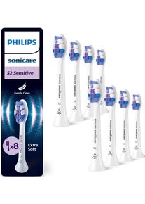 Aufsteckb&uuml;rsten PHILIPS SONICARE "S Sensitive", transparent (wei&szlig;), Zahnb&uuml;rstenk&ouml;pfe, 8 Stk., Aufsteckb&uuml;rsten, f&uuml;r empfindliche Z&auml;hne und Zahnfleisch, f&uuml;r jedes Sonicare Handst&uuml;ck, Topseller