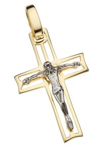 Kreuzanh&auml;nger Firetti "Schmuck Geschenk Gold 333 Halsschmuck Anh&auml;nger f&uuml;r Halskette Kreuz", gold (gelbgoldfarben, wei&szlig;goldfarben), Schmuckanh&auml;nger, Damen, Gelbgold 333, 1,9 g, Kreuzanh&auml;nger