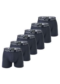 Boxershorts Replay "Boxershort 6er Pack", Herren, Gr. M, blau (dunkelblau), Obermaterial: 95% Baumwolle CO. 5% Elasthan EL., Unterhosen Boxershorts