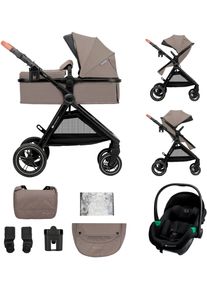 Kombi-Kinderwagen Kinderkraft "ESME 3IN1", Baby, beige, Polyester, Stahl, Kinderwagen Kombi-Kinderwagen, inkl. Babyschale MINK PRO 2 i-Size (40&ndash;87 cm)