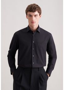 Businesshemd Seidensticker "Schwarze Rose", Herren, Gr. XXL (45-46), normale &Auml;rmell&auml;ngen, schwarz, 100% Baumwolle, unifarben, regular fit, 2-Knopf-Manschette, Hemden Businesshemd, Regular 1/1 Kentkragen Uni