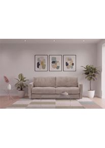 Schlafsofa Egoitaliano "Moby Designsofa - 2-Sitzer mit Dauerschlaffunktion", beige (perlgrau), B:186cm H:85cm T:96cm, 100% Polyester, Sofas, Schlafsofa, Made in Italy, Luxus-Microfaser & hoher Liegekomfort, 140x190 cm