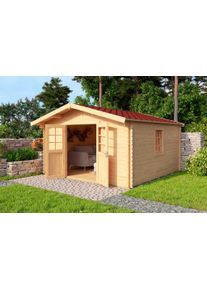 Gartenhaus Konifera "Nienstedten 2", beige (naturbelassen), Fu&szlig;boden im Gartenhaus, Dachschindeln, Holzwerkstoff, Gartenh&auml;user, Gartenhaus, in 3 Varianten