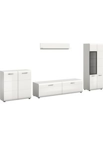 Wohnwand Home Affaire "FLORENZ, 4-teilige Wohn-Kombination, hochwertige MDF-Front", wei&szlig; (wei&szlig; hochglanz tiefzieh), B:315cm H:160cm T:41cm, Holzwerkstoff, Kastenm&ouml;bel-Sets, Wohnwand, Wohn-Kombination, Wohnzimmer-M&ouml;bel, Wohnzimmer,Kombination, Kombi