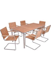 Garten-Essgruppe Garden Pleasure "DENVER Set 07", silber (silber, braun), Sitzm&ouml;bel-Sets, Garten-Essgruppe