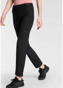 Zip-off-Hose CMP "WOMAN ZIP OFF PANT", Damen, Gr. 50, N-Gr, schwarz (nero), Web, Obermaterial: 89% Polyester, 11% Elasthan, Hosen Zip-off-Hose, mit Rei&szlig;verschlusstaschen, elastisches Material, schnell trocknend