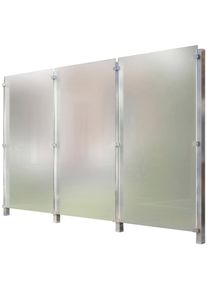 Zaun STAKET PRO, silber (silberfarben), Pfosten: 4 Stk., Edelstahl, Glas, Zaunelemente, Zaun, Glaszaun, Gesamtl&auml;nge: 3,225 m, 4 Pfosten