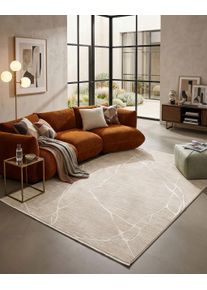 Teppich Esprit "Elite", beige (beige multi), B:80cm H:15mm L:150cm, Oberfl&auml;che: 100% Polyester, Teppiche, Teppich, Kurzflor, Marmordesign, Hoch-Tief-Effekt, waschbar, Jute-R&uuml;cken