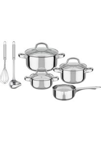 Topf-Set GSW "Montreal", silber (silberfarben), T&ouml;pfe, Topf-Set, inkl. aller Kochutensilien die eine Haushaltsk&uuml;che ben&ouml;tigt, Induktion