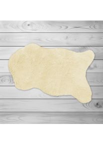 Fellteppich Kinzler "Kunstfell", beige (natur), B:60cm H:30mm L:90cm, Kunstfaser, Teppiche, Fellteppich, Uni-Farben, weich & flauschig, waschbar, ideal als Bettvorleger