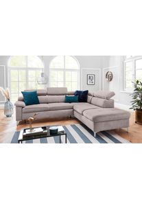 Ecksofa exxpo - SOFA FASHION "Florenz, komfortabel und bequem, tolle Detailverarbeitung, L-Form", taupe, B:257cm H:80cm T:232cm, Korpus/Basismaterial: 100% Polyester. Sitzfl&auml;che: 100% Polyester, Sofas, Ecksofa, inkl. Kopfteilverstellung, wahlweise mit Bettfunktion und Bettkasten