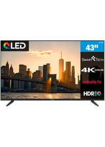 QLED-Fernseher SMART TECH "43QH02V", Energieeffizienz: F, schwarz, Fernseher, 43 &Prime;, QLED-Fernseher, B:95,65cm H:55,58cm T:8,52cm