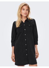 Jeanskleid Only "ONLFELICA DNM DRESS NOOS", Damen, Gr. L, N-Gr, Halbarm, Denim/Jeans, schwarz (washed schwarz), Denim/Jeans, Obermaterial: 100% Baumwolle, unifarben, relaxed fit, Manschette, Kleider Jeanskleid
