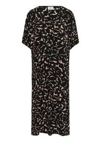 Midikleid Kaffe "Damen Kleid BPisabella", Damen, Gr. M, N-Gr, beige (nature, schwarz flower print), Obermaterial: 100% Viskose LENZING ECOVERO CV LenzEcov., Kleider Midikleid