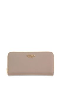 Geldb&ouml;rse Guess "AMORETTE SLG LRG ZIP AROUND", Damen, taupe, Lederimitat, clean, Basic, Kleinlederwaren Geldb&ouml;rse, Damen Portemonnaie, Geldbeutel mit edlem Logoschriftzug
