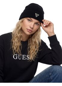 Strickm&uuml;tze Guess "BEANIE", Herren, schwarz, Strick, Kunstfaser, unifarben, M&uuml;tzen Strickm&uuml;tze, mit Markenlabel