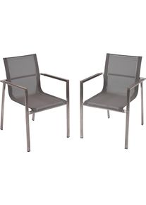 Stapelstuhl Garden Pleasure "SIENNA, 2er Set", grau (grau, grau, grau), B:58cm H:90cm T:60cm, Edelstahl, Kunststoff, St&uuml;hle, Stapelstuhl, stapelbar