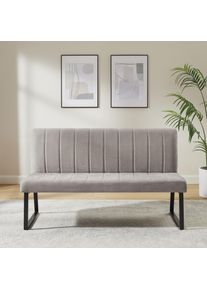 Bank OTTO HOME "Hennia", hellgrau, schwarz, B:160cm H:91cm T:62cm, Metall, Polyester, Polywood, Sitzb&auml;nke, Bank, weicher Chenillebezug, dekorative Steppung, schwarzes Metallgestell