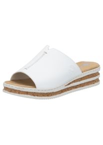 Keilpantolette Rieker, Damen, Gr. 40, Synthetik, wei&szlig;, Lederimitat, unifarben, Schuhe Keilpantolette, Sommerschuh, Hausschuh, Keilabsatz, zum Schlupfen