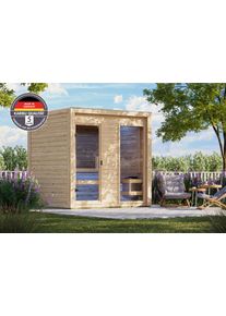 Saunahaus Karibu "Micore 2", naturbelassen, Saunaofen, externe Steuerung, 9 kW, Saunen, Saunahaus, verschiedene Varianten