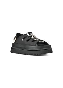UGG Australia Plateausandale UGG "GOLDENGLOW TOGGLE SANDAL", Damen, Gr. 5 (36), Textil, schwarz, Leder, Schuhe Plateausandale, Plateau, Klettschuh, Riemchensandale mit Kontrast-Details