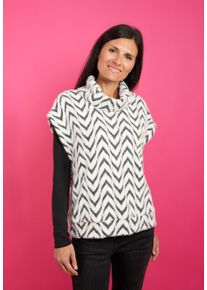 Pl&uuml;schweste Seidel Moden, Damen, Gr. 42, wei&szlig; (sanftes wei&szlig;), Web, Obermaterial: 66% Polyamid, 22% Polyester, 12% Viskose, gemustert, bequem h&uuml;ftlang, Rundhals, Westen Pl&uuml;schweste, mit grafischem Muster, MADE IN GERMANY