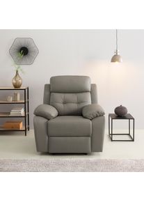 Relaxsessel OTTO HOME "Lannilis mit Liegefunktion, Fernsehsessel", grau (hellgrau), B:97cm H:100cm T:92cm, Kunstleder 100% Polyurethan, Sessel, Relaxsessel, mit manueller und elektrischer Relaxfunktion, hellgrau