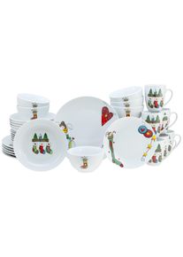 Kombiservice Creatable "Luna Socken, Kombi-Service 30-tlg", wei&szlig;, 30 Stk., Porzellan, Geschirr-Sets, Kombiservice, Winterlicher Dekor mit lustigen Sockenmotiven