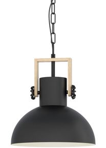 Eglo H&auml;ngeleuchte "LUBENHAM H&auml;ngelampe,Vintage, Stahl und Holz, IP20, Pendellampe, Lampe", braun (schwarz, braun), 1, &Oslash; 30cm, Leuchten, Pendelleuchte, Esszimmer, H110 x &Oslash;30 cm, schwarz, braun, 1X28W exkl., H&auml;ngeleuchte