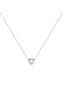 Kette mit Anh&auml;nger Firetti "Schmuck Geschenk Silber 925 Halsschmuck Ankerkette Herz-Anh&auml;nger", silber (silberfarben, kristallwei&szlig;), Halsketten, Damen, Silber 925 (Sterlingsilber), L: 45 B: 1,1mm, Kette mit Anh&auml;nger, mit Zirkonia (synth.), B:1,1mm