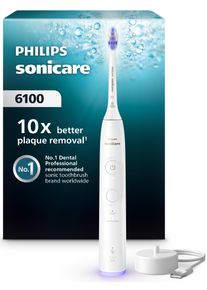 Elektrische Zahnb&uuml;rste PHILIPS SONICARE "Series 6100 HX7400/01", wei&szlig;, Elektrozahnb&uuml;rstenB:11cm H:23,2cm T:6cm, Elektrische Zahnb&uuml;rste, mit visueller Andruckkontrolle, 5 Putzeinstellungen, inkl. Ladeger&auml;t, B:11cm H:23,2cm T:6cm, Topseller
