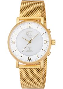 Funkuhr ETT "Atacama", gold (goldfarben, wei&szlig;, grau), Armbanduhren, Damen, goldfarben, Funkuhr, Armbanduhr, Solar, Damenuhr, Herrenuhr, Edelstahlarmband, analog