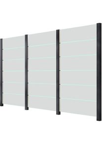 Zaun STAKET PRO, grau (anthrazit), Pfosten: 4 Stk., Aluminium, Glas, Zaunelemente, Zaun, Glaszaun, Gesamtl&auml;nge: 3,361 m, 4 Pfosten