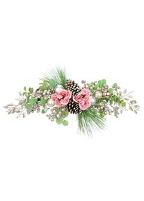 Kunstblume I.GE.A. "Tischgesteck P&auml;onie", rosa, B:22cm H:65cm L:18cm, Polyester, Kunstpflanzen, Kunstblume, Aufleger Eukalyptus, Zapfen, Tischdeko Weihnachtsdeko Weihnachtsblumen