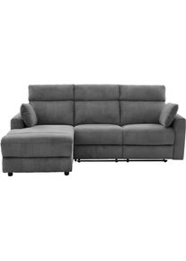 Ecksofa OTTO HOME "JENNA, L-Form, 236cm, manuelle u. elektrische Funktion, mit USB A/C", grau (anthrazit), B:236,5cm H:102cm T:162,5cm, 100% POLYESTER, Sofas, Ecksofa, Liegefunktion 105-150, Federkern, in Struktur fein oder Cord-Bezug